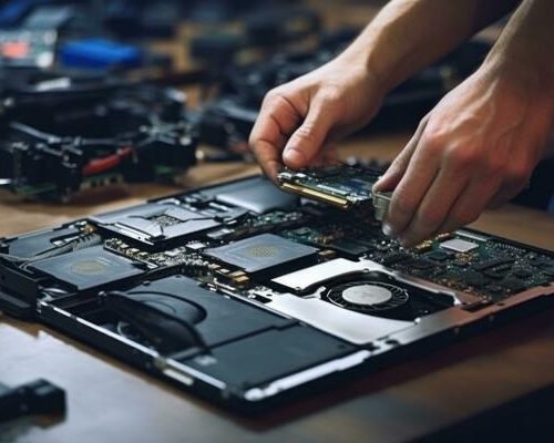 ai-generated-repairing-a-broken-laptop-in-a-workshop-free-photo